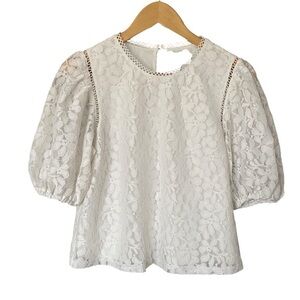 ❤️LAUNDRY BY SHELLI SEGAL, Lace Puff Sleeves Blouse, Size Small